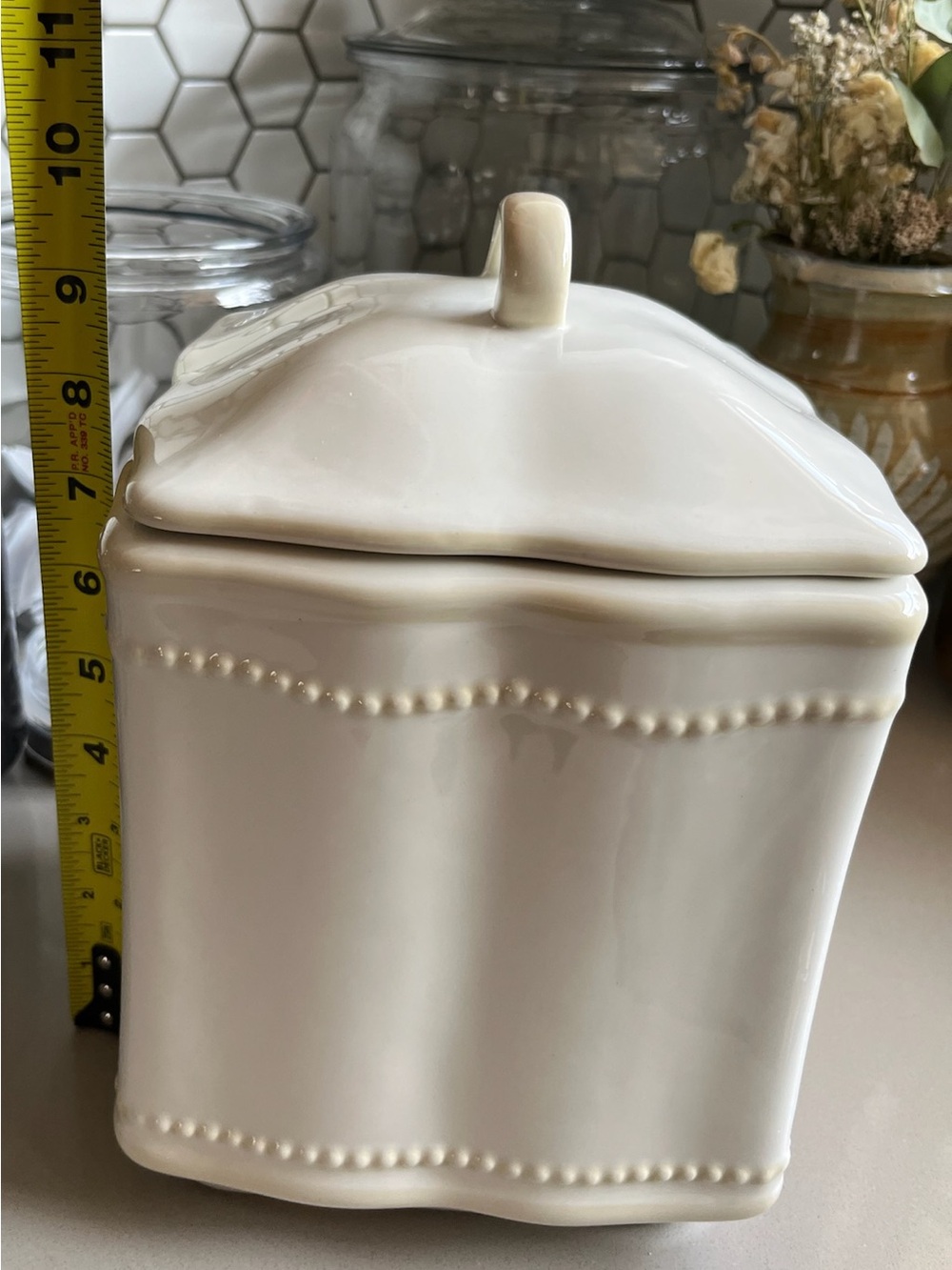 Princess House Pavillion Large Canister with Beaded Detail